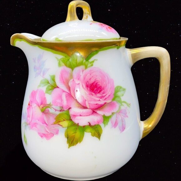 Vintage Prince Regent China Pitcher Creamer Germany Handled Floral Roses Pink - Picture 1 of 8